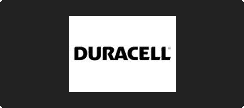 Black Duracell text on white