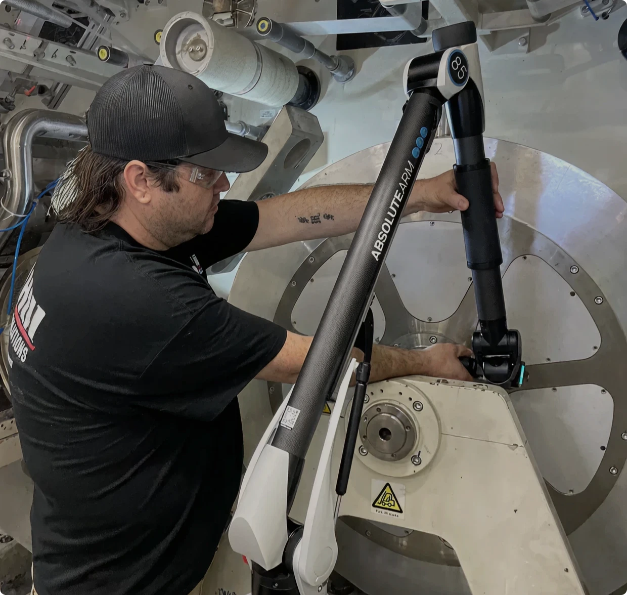 Engineer operating advanced robotic equipment