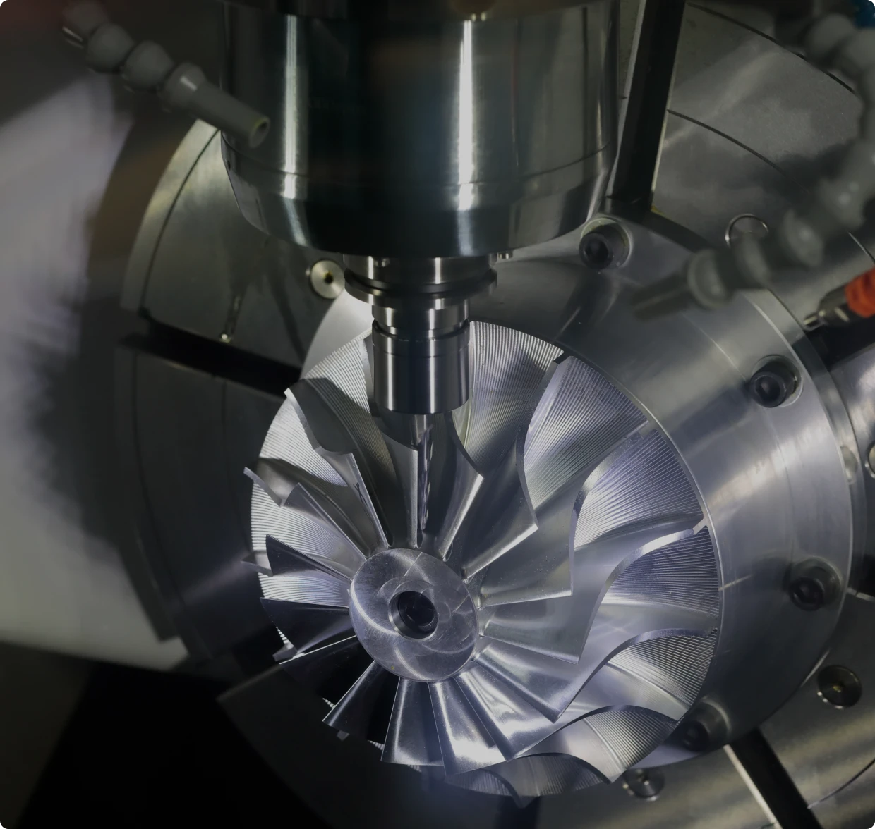 CNC machine milling a metal component
