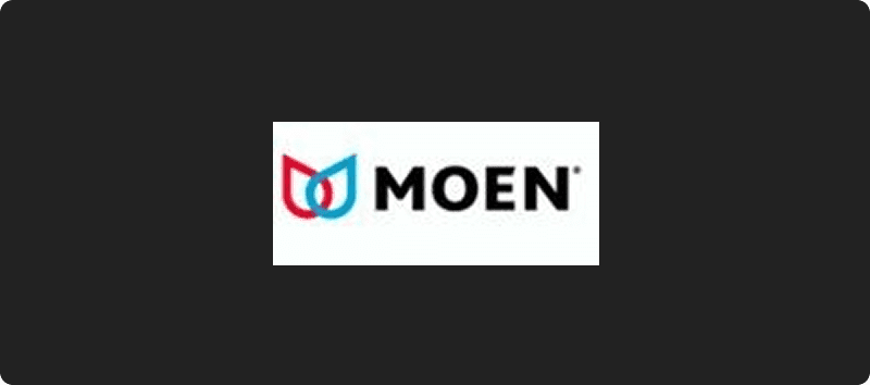 Moen logo on black background